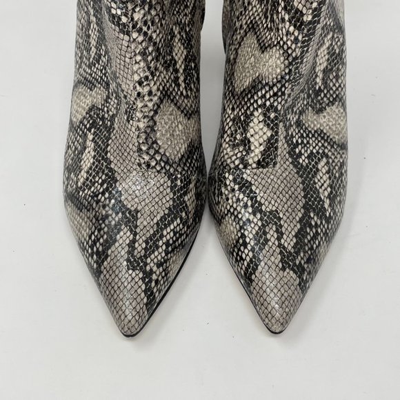 Office Womens London Gray Reptile Print Vegan Leather Side Zip Heel Boots Size 8 - Picture 3 of 11